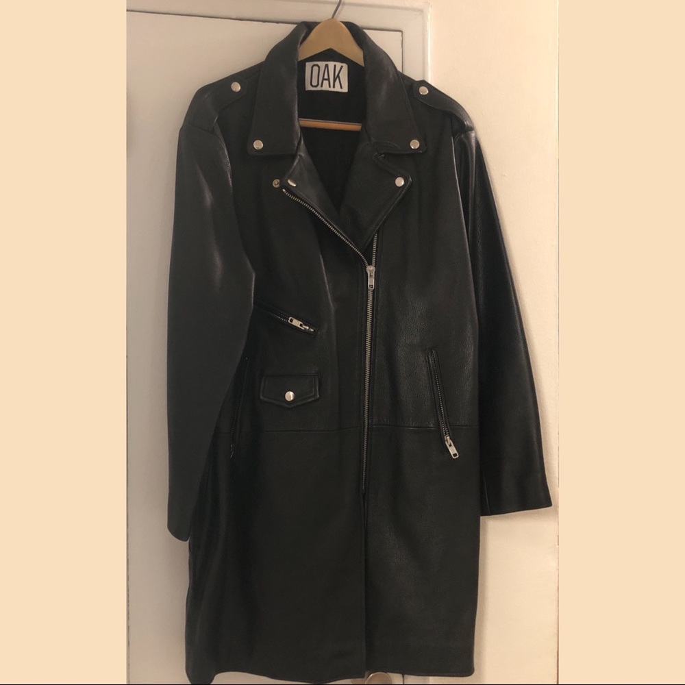 OAK nyc leather Moto jacket longline